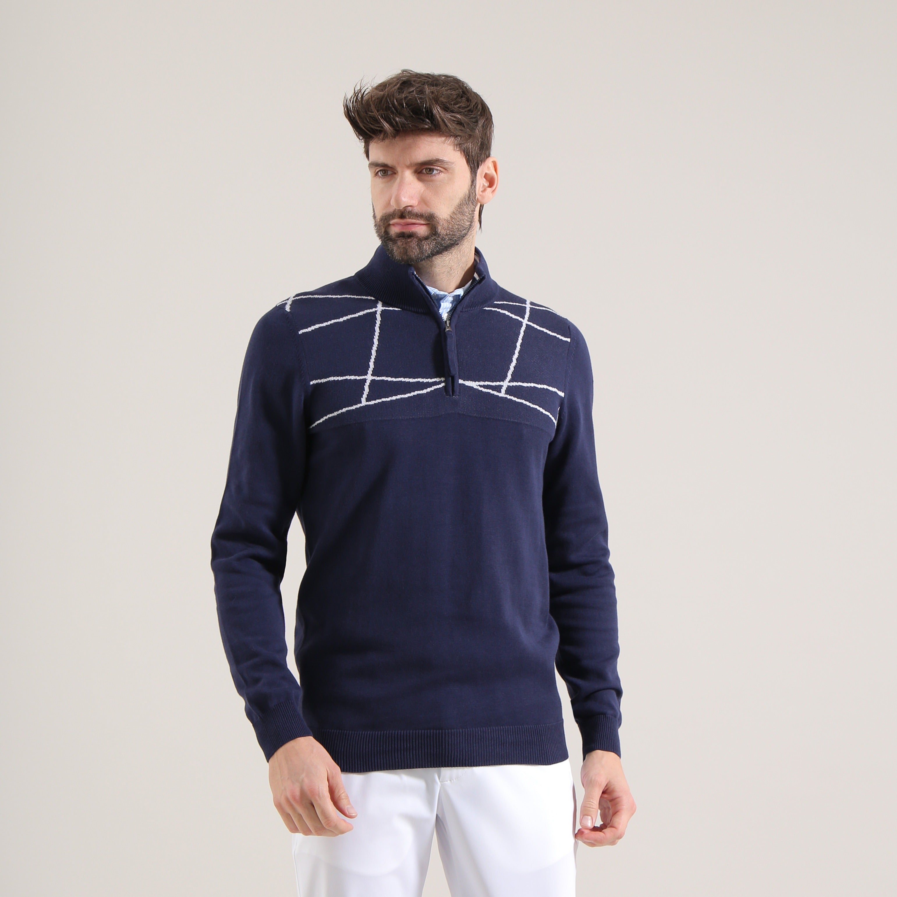 NOCHE | QUARTER ZIP KNIT SWEATER - Chervò USA