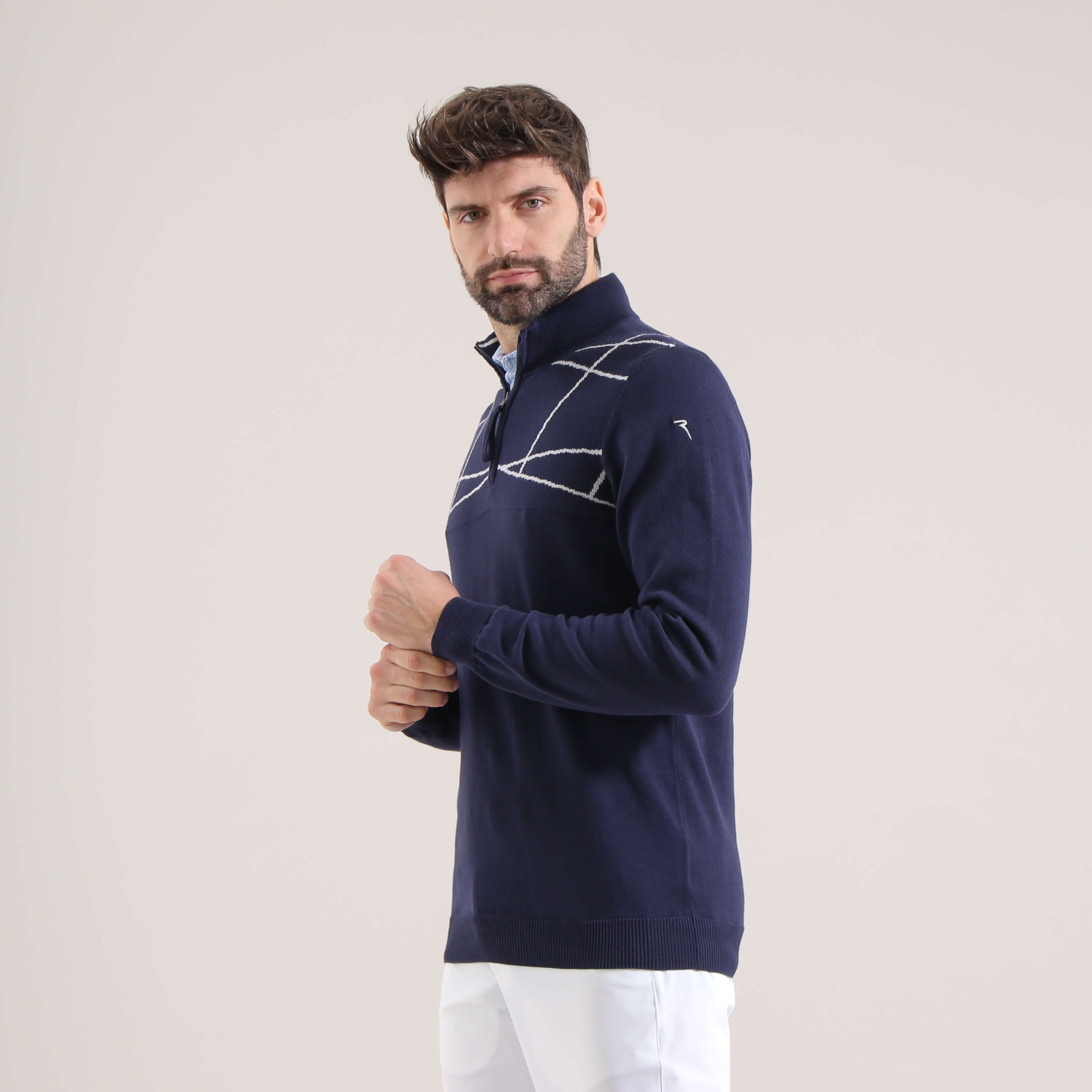 NOCHE | QUARTER ZIP KNIT SWEATER - Chervò USA